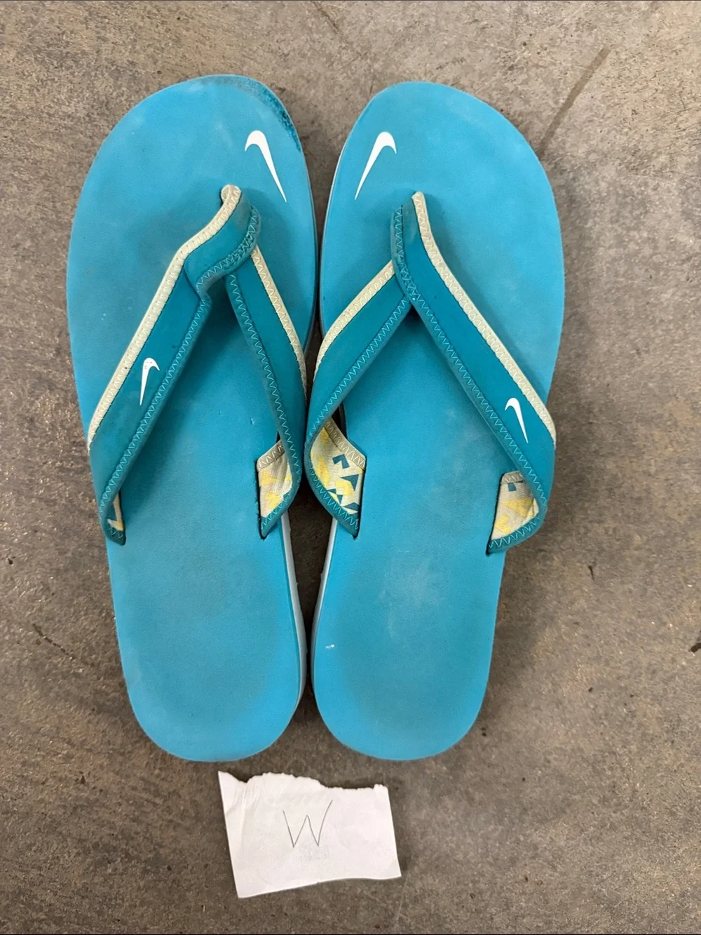 Nike Teal and White Women's Flip-Flop Sandals